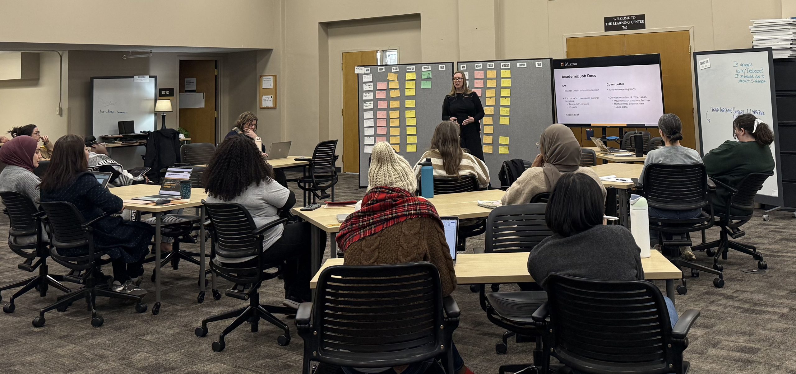 Students attending the DANG event held by the Writing Center in the Student Success Center.